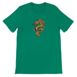 T-shirt dragon vert Kelly unisexe premium ras du cou