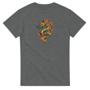 T-shirt graphite chiné dragon unisexe épais ras du cou