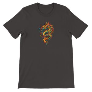 T-shirt dragon noir vintage unisexe premium