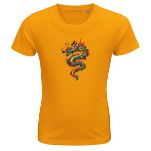 T-shirt dragon enfant bio ajusté or coton éthique