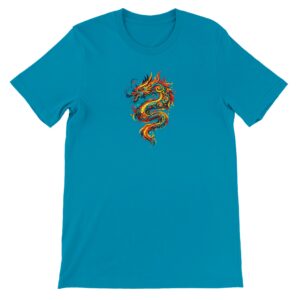 T-shirt dragon couleur eau unisexe premium ras du cou