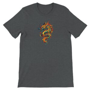 T-shirt dragon gris foncé chiné unisexe premium