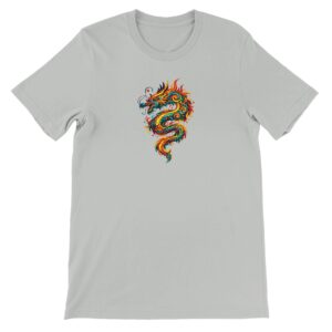T-shirt dragon argent unisexe premium ras du cou