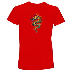 T-shirt dragon rouge unisexe ras du cou recyclé