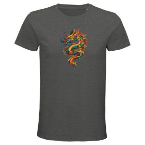 T-shirt dragon homme gris chiné coton bio