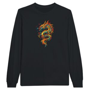 T-shirt noir dragon unisexe classique manches longues