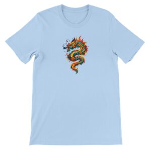 T-shirt dragon bleu unisexe premium ras du cou