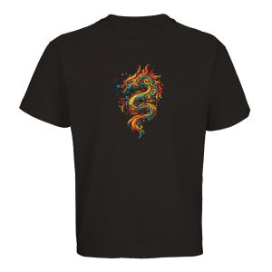 T-shirt dragon unisexe ample noir coupe oversize