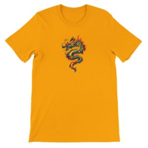 T-shirt dragon gold unisexe premium ras du cou