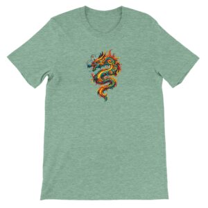 T-shirt dragon menthe chiné unisexe premium ras du cou