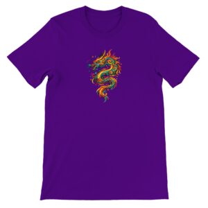 T-shirt dragon violet unisexe premium ras du cou