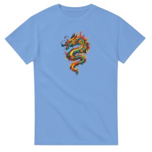 T-shirt bleu caroline dragon unisexe épais ras du cou