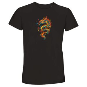 T-shirt dragon noir unisexe ras du cou recyclé