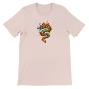T-shirt dragon rose tendre unisexe premium ras du cou