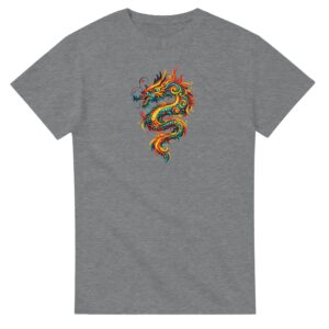 T-shirt gris sport dragon unisexe épais ras du cou