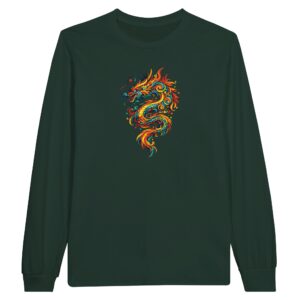 T-shirt vert forêt dragon unisexe classique manches longues