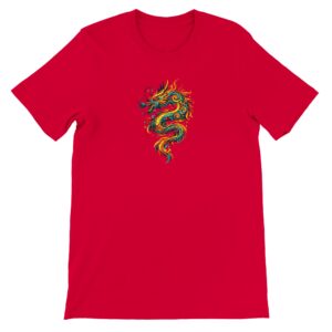 T-shirt dragon rouge unisexe premium ras du cou