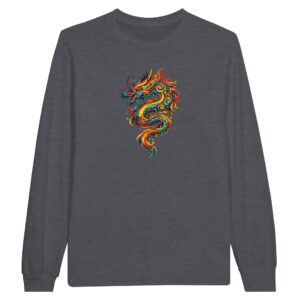 T-shirt dragon manches longues bruyère sombre unisexe