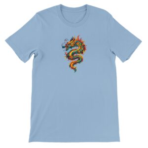 T-shirt dragon bleu clair unisexe premium ras du cou