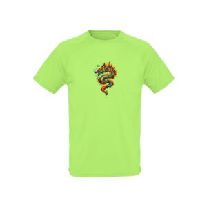 Maillot de sport vert néon dragon unisexe respirant