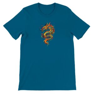 T-shirt dragon sarcelle profonde unisexe premium