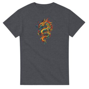 T-shirt bruyère sombre dragon unisexe épais col rond