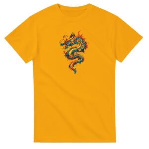 T-shirt gold dragon unisexe épais ras du cou