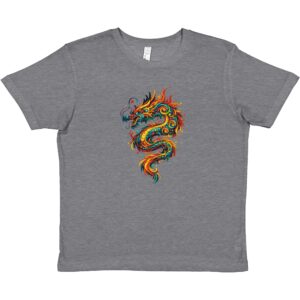 T-shirt dragon gris bruyère enfant premium