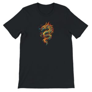 T-shirt dragon noir unisexe premium ras du cou