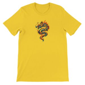 T-shirt dragon jaune maïs unisexe premium col ras du cou