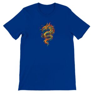 T-shirt dragon bleu royal unisexe premium ras du cou