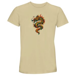 T-shirt dragon naturel unisexe ras du cou recyclé
