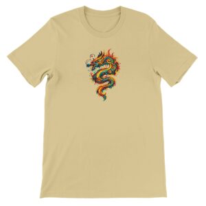 T-shirt dragon crème unisexe premium ras du cou