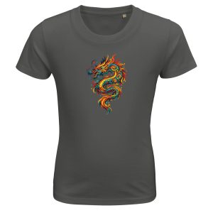 T-shirt dragon enfant bio gris coton écologique