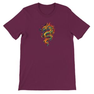 T-shirt dragon couleur baie unisexe premium ras du cou