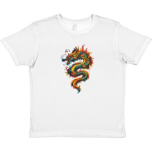 T-shirt dragon blanc enfant premium ras du cou