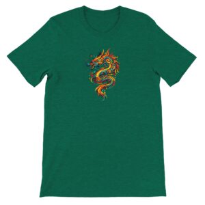T-shirt dragon vert bruyère unisexe premium ras du cou