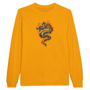 T-shirt gold dragon unisexe classique manches longues