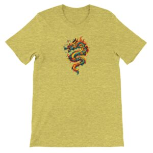 T-shirt dragon jaune chiné unisexe premium ras du cou