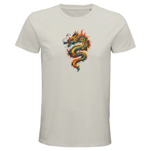 T-shirt dragon homme cendre coton bio premium