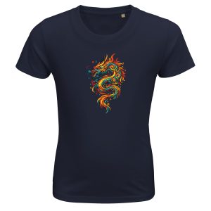 T-shirt dragon enfant bio bleu marine éco