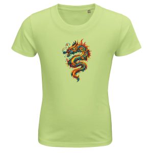T-shirt dragon enfant bio ajusté vert pomme