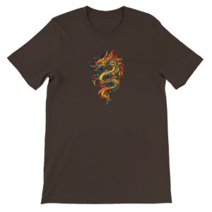 T-shirt dragon marron unisexe premium ras du cou