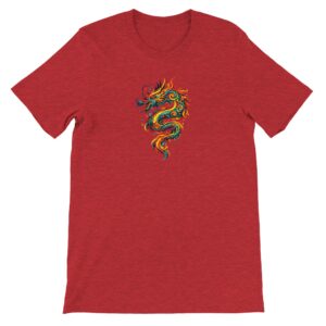 T-shirt dragon rouge chiné unisexe premium ras du cou