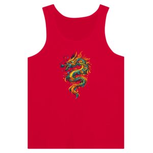 Débardeur rouge dragon unisexe premium coton