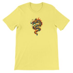 T-shirt dragon jaune unisexe premium ras du cou