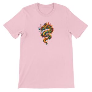 T-shirt dragon rose unisexe premium ras du cou