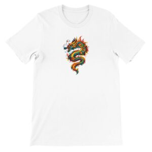 T-shirt dragon blanc unisexe premium ras du cou