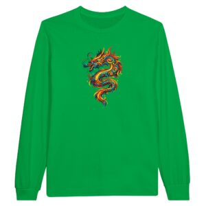 T-shirt vert irlandais dragon unisexe manches longues