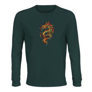 T-shirt dragon vert empire unisexe manches longues bio
